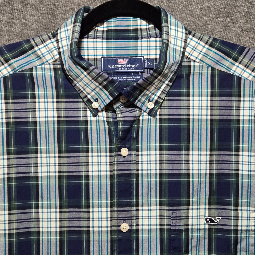 Vineyard Vines Classic Fit Tucker Shirt Men's XL Long Sleeve Green Plaid Preppy